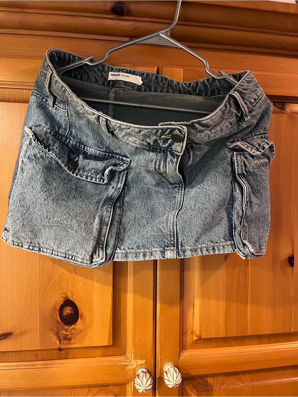 Garage Black Washed Denim Mini Skirt